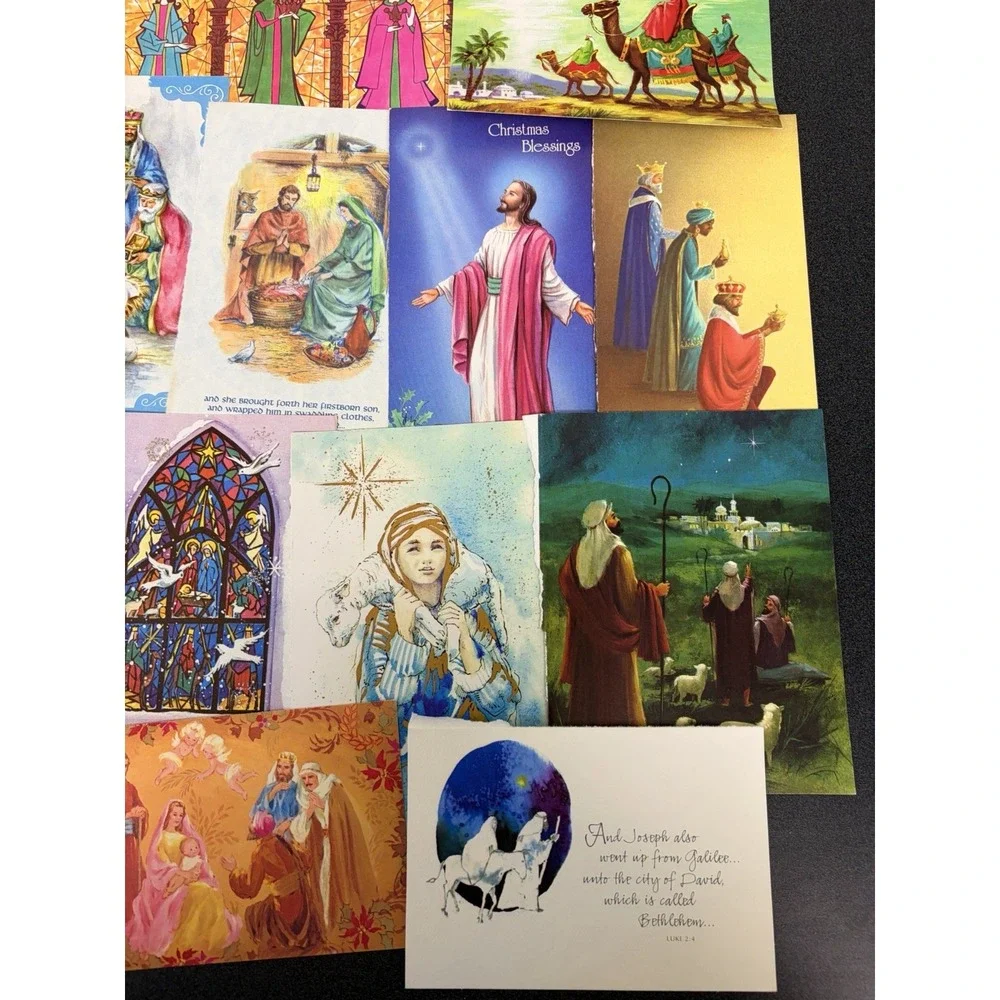 Vintage Christmas Cards Fronts ONLY Nativity Scrapbooking Crafts Lot of 50+